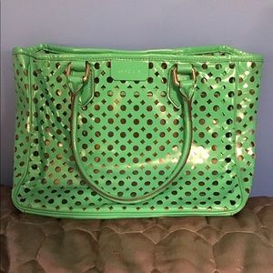 Milly Green Laser Cut Leather Handbag